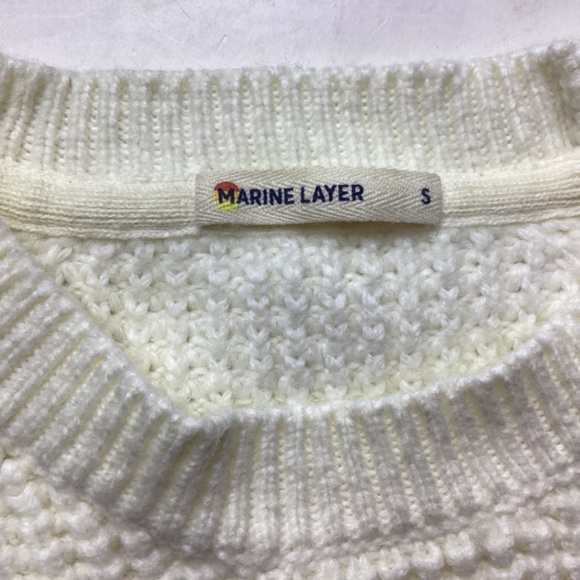Marine Layer Delaney White Multicolor Striped Raglan Side Slit Sweater S - Picture 5 of 6